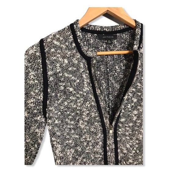 Ann Taylor | Detailed Chic Tweed Zip-Down Cardigan - Picture 4 of 8